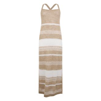 Fabiana Filippi Knitted Dresses, female, Beige, Size: 2XS Long Striped Elegant Summer Dress