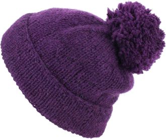 Loud Elephant Chunky Wool Knit Baggy Slouch Beanie Bobble Hat - Purple