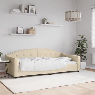 vidaXL Sof&aacute; Cama Sin Colch&oacute;n Tela Crema 90x200 Cm Vidaxl