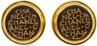 Chanel 1999 logo-engraved clip-on earrings - women - Gold Plated/Acrylic - One Size