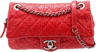 Chanel Red Aged Calfskin Single Flap Bag