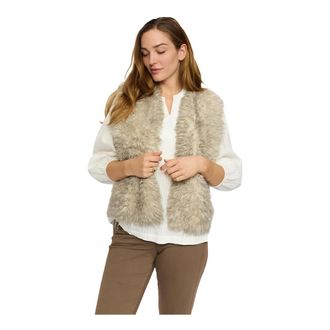 2-Biz Nep Lamsvacht Saxo Vest - Zand Melange - Dames - Bodywarmers - Beige - ONE Size - Polyester - Jassen