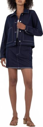 Kut from the Kloth Jolene Collar Denim Jacket In Dark Navy