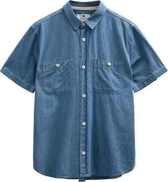 Anerkjendt Aktheshirt Chambray SS Shirt - Heren - Spijkeroverhemden - Blauw - L - Katoen - Overhemden