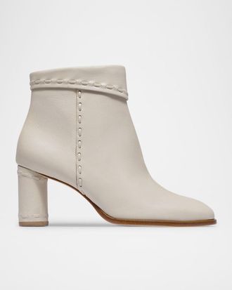 Bernardo Gene Whipstitched Leather Ankle Boots