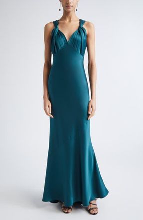 St. John Liquid Satin Gown in Tourmaline at Nordstrom, Size 10