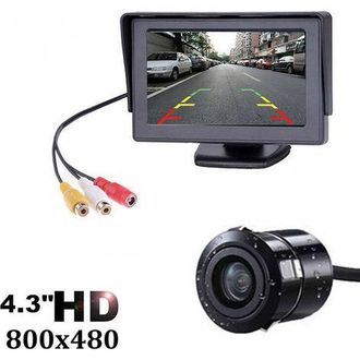 OEM Kit De C&aacute;mara De Visi&oacute;n Trasera Inal&aacute;mbrica De 4,3 Pulgadas - Visi&oacute;n Nocturna Hd - Resistencia Al Agua Ip68 - Alcance De 30 Metros - F&aacute;cil Instalaci&oacute;n