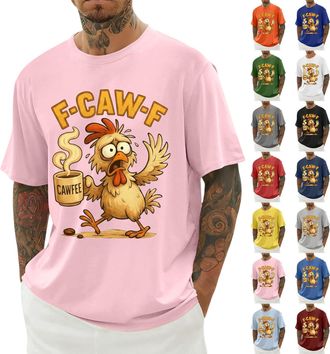 Generic F-CAW-F Tshirts Mens Funny Scream Chicken Humor T-Shirt Mens Short Sleeve Crew Neck Christmas Summer Tops Casual Loose F-CAW-F Shirt Plus Size(A102200