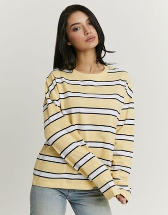 Tally Weijl Langarmshirt TALLY WEIJL STSCOBERLA, Damen, Gr. XS, sunlight, Jersey, Obermaterial: 100% Baumwolle, oversize normal, Rundhals, Shirts Langarmshirt, Ba