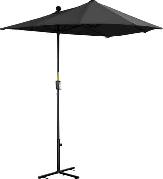 OUTSUNNY 2m Half Garden Parasol Market Umbrella w/ Crank Handle - Base Black | TJ Hughes