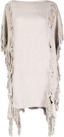 VOZ fringed poncho-style jumper - women - Pima Cotton - One Size - Grey