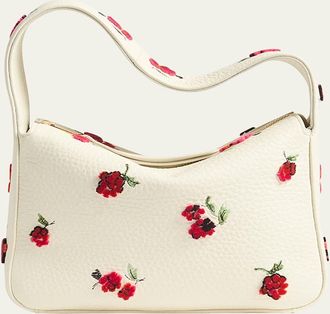 Khaite Elena Raspberry Applique Leather Shoulder Bag