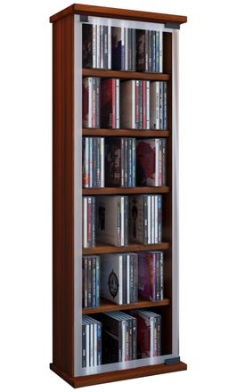 VCM Vcm - Cd Shelf Wood Gabinete De Cd Con Puertas De Vidrio De Seguridad Esg Para 204 Cd O 72 Dvds Dimensiones: Al. 92 X An. 31 X T. 18 Cm Estante Blu Ra