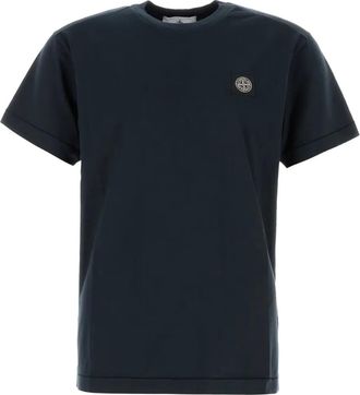 Stone Island T-shirt in cotone con applicazione - Blu