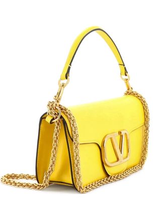 Valentino Garavani VLogo Loco Flap Shoulder Bag Leather Medium clutch bag - Giallo