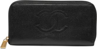 Chanel Black Grained Calfskin Long Wallet (Bi-Fold) (Pre-Owned)