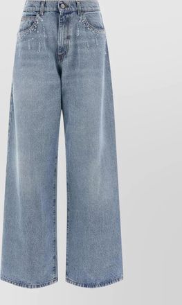 Giuseppe Di Morabito crystal denim trousers wide leg design