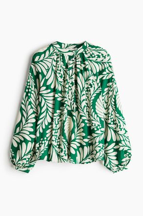 H&M Bluse mit Ballon&auml;rmeln - Green