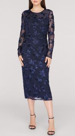 JS Collections Kori Long Sleeve Cocktail Dress in Deep Navy at Nordstrom Rack, Size 14