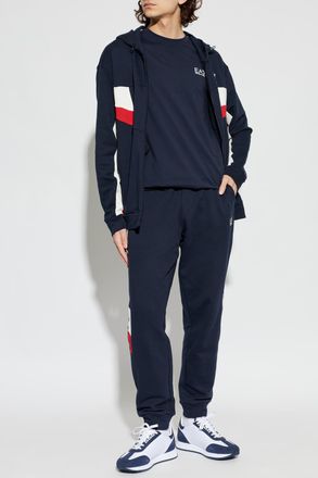 Emporio Armani Sweatpants With Printed Logo, Mens, Navy Blue