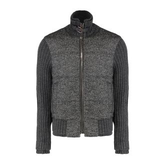 Dolce & Gabbana Chevron Gebreid Bomberjack - Heren - Vesten - Grijs - L - Wol - Truien & Vesten