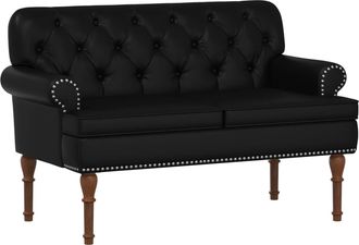 vidaXL Sof&aacute; Amoroso Con Botones Acolchados Negro 120 X 65 X 77 Cm Vidaxl