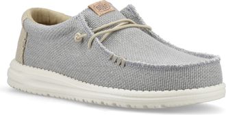 HeyDude Wally Gevlochten Polyester Heren Flanel Grijs/Olijfgrijs Moccassins Schoenen