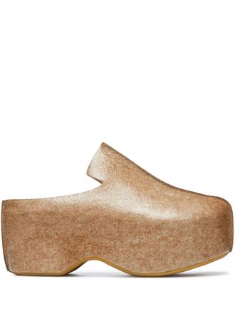 J.W.Anderson leather platform clogs - men - Rubber/Calf Leather/Calf Leather - 40 - Brown