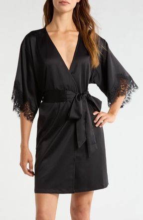 Nordstrom Midnight Satin Wrap in Black at Nordstrom, Size X-Small