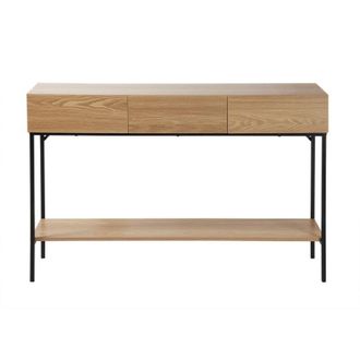 Calicosy Console con 3 cassetti e 1 ripiano inferiore, decorazione in legno e metallo nero, L120 cm - TESSA