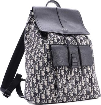Dior Motion Oblique Canvas with Leather Medium backpack - Blauw
