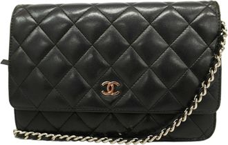 Chanel Black Leather Chain/Shoulder Wallet (Pre-Owned)