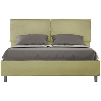 ITYhome Letto Matrimoniale rivestito in Microfibra - mados - Dimensione Rete: 160x200 - Tipologia Letto: Senza Rete - Colore: T&egrave; verde