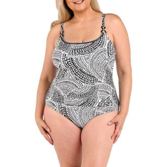 La Blanca Dreamcatcher Abstract Print One-Piece Swimsuit in Ivory/black at Nordstrom Rack, Size 16W