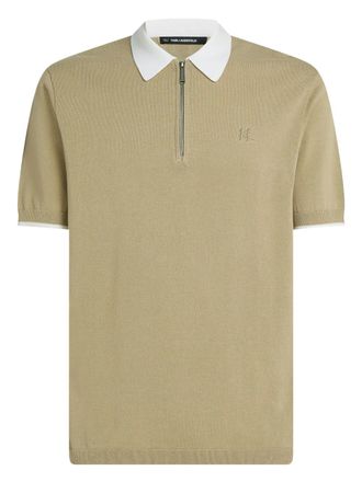 Karl Lagerfeld contrast-collar half-zip polo shirt - men - Cotton - L - Neutrals