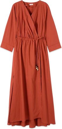 Oltre Poplin Wrap Dress - Dames - Wikkelkleedje - Oranje - M - Katoen - Kleedjes