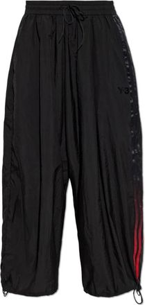 Yohji Yamamoto Gradient 3 Strepen Nylon Wijde Trainingsbroek - Dames - Wijde Broeken - Zwart - S - Nylon - Broeken