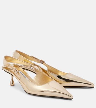 Jimmy Choo London Amel 50 metallic leather slingback pumps