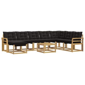 vidaXL Conjunto De Sof&aacute;s De Exterior Con Coj&iacute;n 9 Pcs Blanco Y Negro Vidaxl