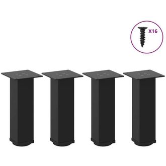 vidaXL Patas Para Mesa De Centro (4 Unidades), Color Negro, 30-32 Cm, Acero Vidaxl