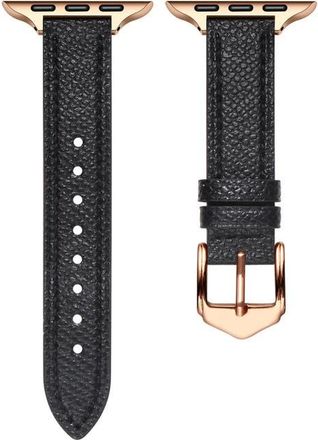 Posh Tech Cleo Skinny Leather Apple Watch Watchband in Black at Nordstrom