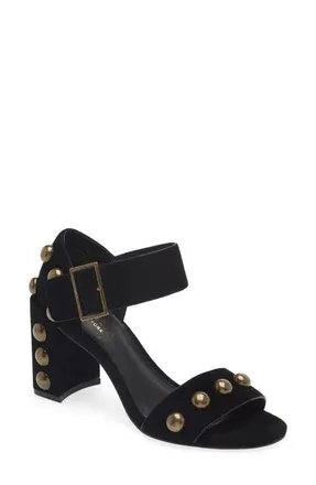Cecelia New York Gail Stud Sandal in Black Suede at Nordstrom, Size 6