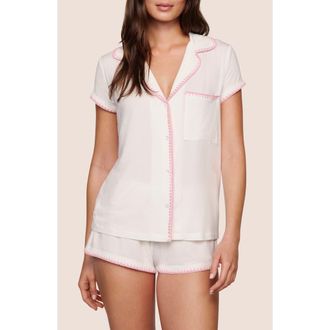 Eberjey Frida Short Pajamas in Ivory/Pink Nectar at Nordstrom, Size X-Large