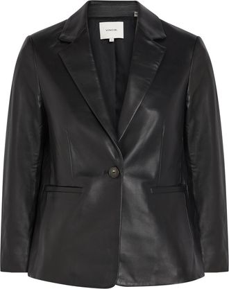 Vince Shrunken Leather Blazer - Black - 2 (UK6 / XS)