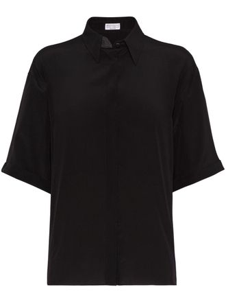 Brunello Cucinelli Monili zijden blouse - Zwart