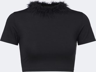 Gucci Crop top de jersey con plumas