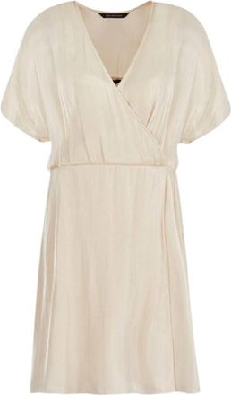 A|X Armani Exchange Abito scollo V - Dames - Korte kleedjes - Beige - XS - Polyester - Kleedjes