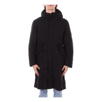C.P. Company Twill Parka met Capuchon en Voering - Heren - Parka Jassen - Zwart - L - Nylon - Jassen