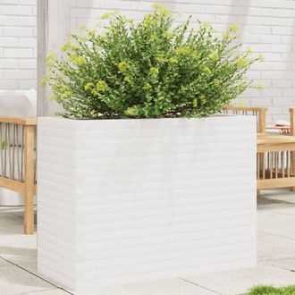 vidaXL Jardinera Madera Maciza De Pino Blanco 90x40x68,5 Cm Vidaxl