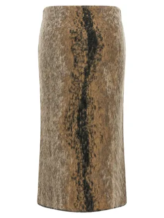 Nude Wool and Alpaca Blend Skirt - Camel